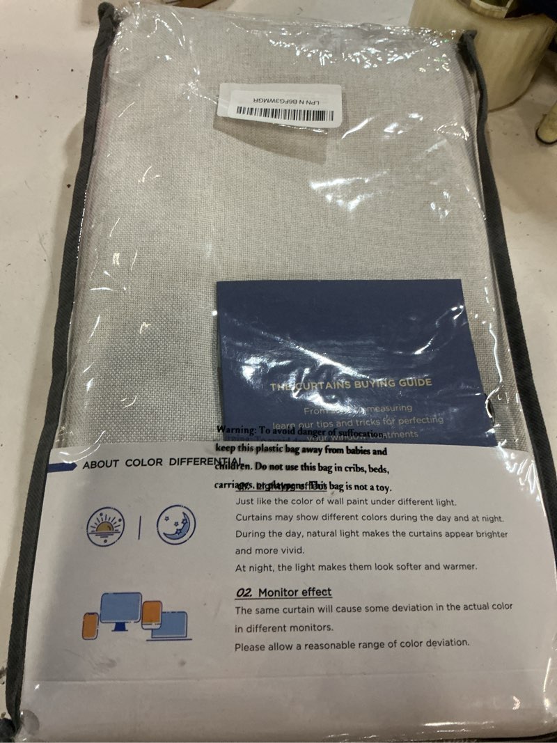 Condition photo showing New/Like New for inovaday 100% blackout curtains for bedroom, black out curtains 96 inch long, clip rings linen blackout drapes, thermal insulated room darkening for living room, 2 panels - beige,w50xl96 beige 50"w x 96"l (pack of 2)