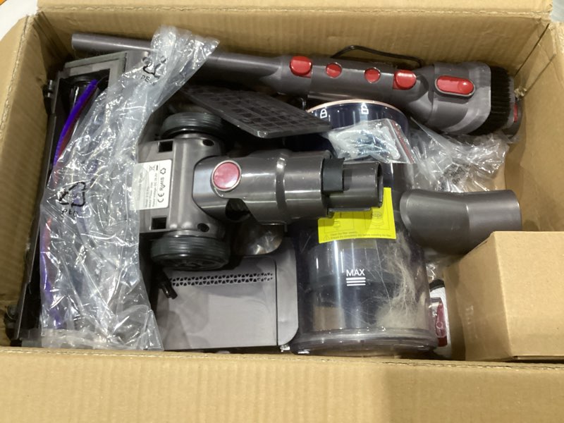 Condition photo showing As Is for RENDOW Cordless Vacuum Cleaner, 550W 45Kpa 65Mins Vacuum Cleaners for Home, Self-Standing Cordless Stick Vacuum with LED Display,Anti-Tangle Rechargeable Wireless Vacuum for Pet Hair/Carpet/Hard Floor Gold, NOT TESTED, USED, AS IS
