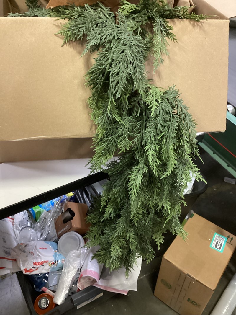 Condition photo showing Good Condition for 9FT Real Touch Cedar Garland for Fireplace - Artificial Christmas Garlands Realistic Faux Greenery Fake Pine Needles Garland for Holiday,Table, Window,Mantel,Stairs, Home,Indoor Outdoor Decor (1PCS) 1 9 FT