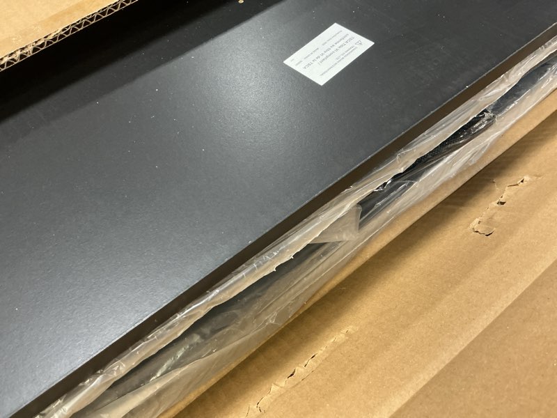 Condition photo showing Good Condition for WLIVE Black TV Stand for 45, 50, 55 inch TV, Entertainment Center with LED Lights & Charging Station, TV Media Console Table with 8 Fabric Drawers and Open Shelves for Living Room, Hallway, Wood Top