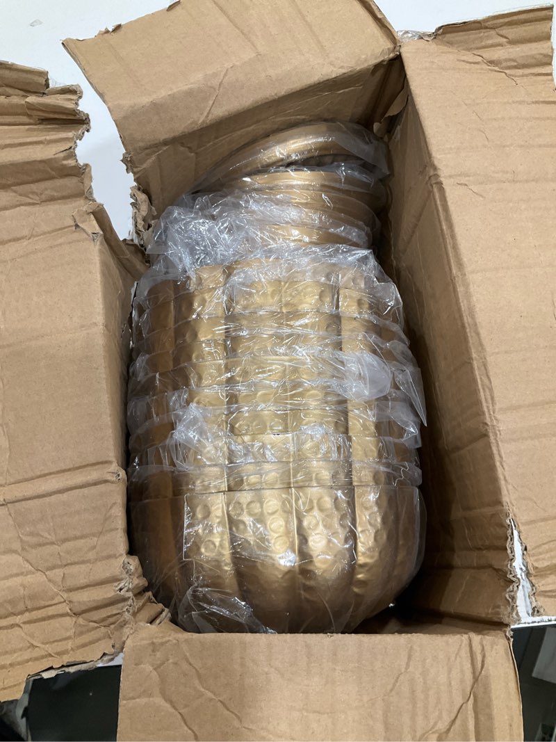 Condition photo showing Good Condition for Distressed Gold Metal Compote Bowl Compote Vase Centerpieces for Table Pedestal Vase for Wedding Birthday Party Anniversary Indoor Outdoor Activity, 8" Diameter(Distressed Gold,10 Pcs) Distressed Gold 10