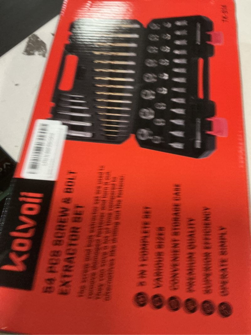 Condition photo showing New/Like New for Kolvoii Bolt Extractor Kit, 54 Pieces Easy Out Screw Extractor Set, Left Hand Drill Bit Set, Multi-Spline Extractors, for Removing Damaged, Stripped, Broken, Rusted, Rounded-Off Bolts and Screws 54 PCS
