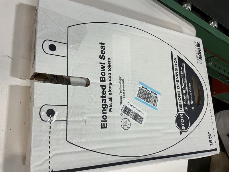 Condition photo showing New/Like New for KOHLER 20110-0 Brevia, Slow Close Toilet Seat, Elongated Toilet Seat, Grip-Tight Bumpers Quick-Attach Hardware, White White Elongated Quiet-Close