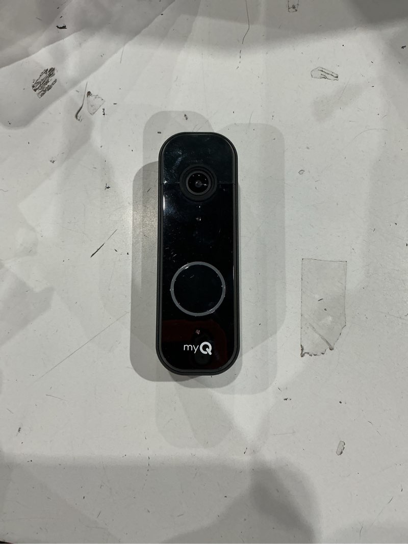 Condition photo showing As Is for chamberlain myq video doorbell | 2k camera, battery/wired, color night vision, live view with 2-way talk, motion detection & real-time alerts, 150 deg wide view, black