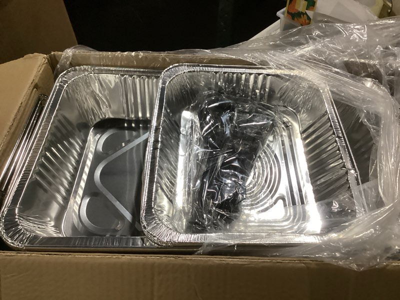 Condition photo showing Good Condition for Large Full Size 33-Pcs Disposable Chaffing Buffet with-Covers, Utensils, Fuel Cans – Premium Chafing Dish Set for Events, Parties, Catering Complete Kit (with Racks)