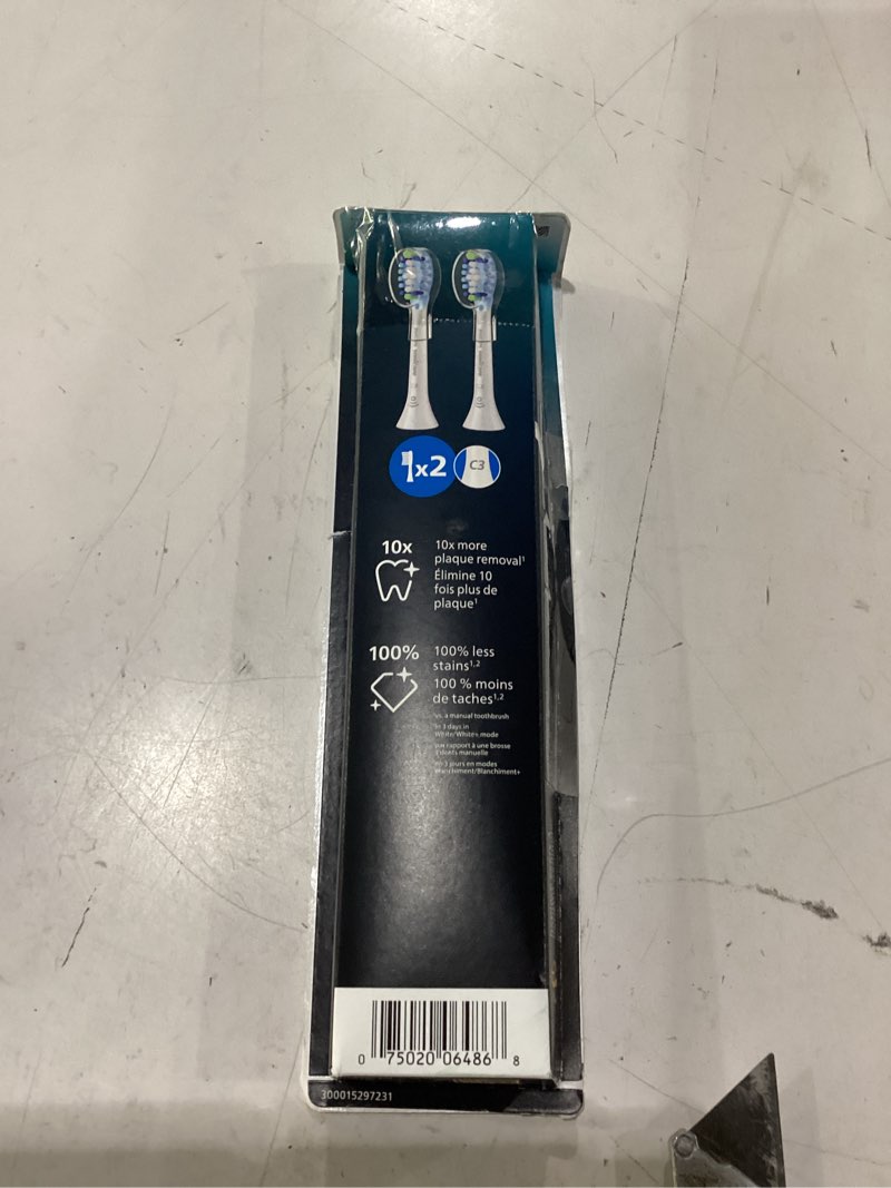 Condition photo showing New/Like New for philips sonicare c3 two-in-one - genuine replacement electric toothbrush heads, white, 2 pack, hx9042/65 1 count (pack of 2) white
