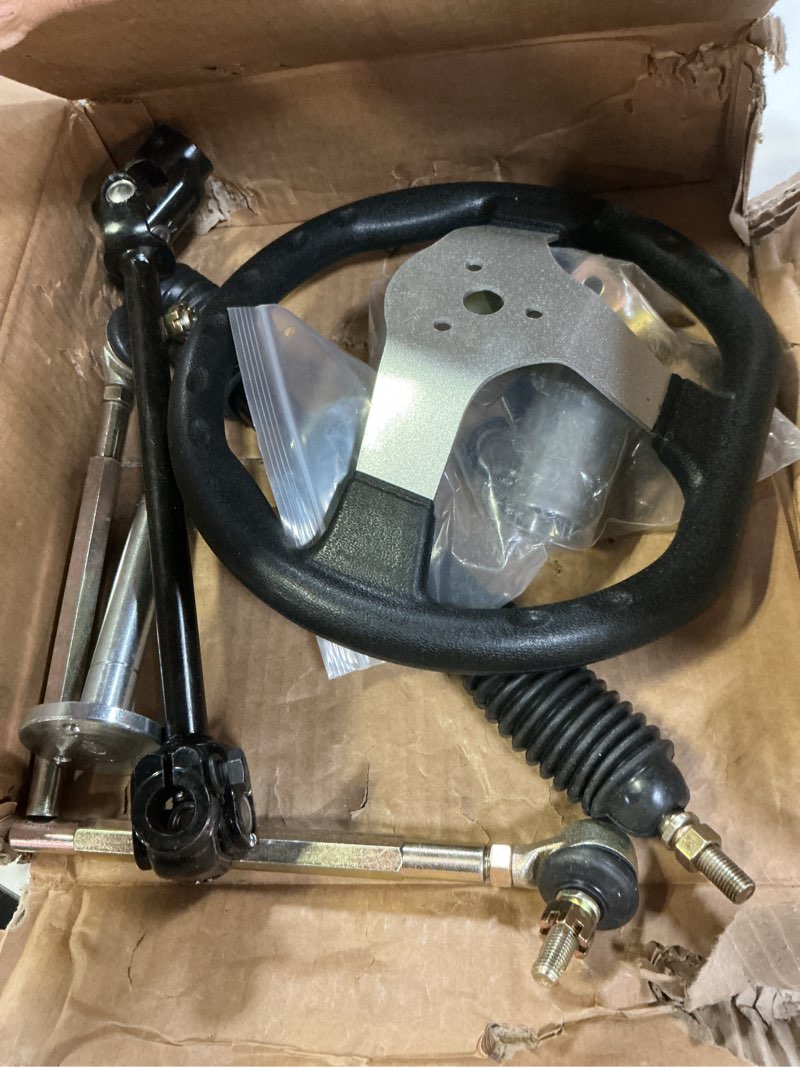 Condition photo showing As Is for jndo go kart steering kit 390mm steering shaft+440mm rack and pinion+270mm steering wheel+150mm steering column+80mm sleeve suitable for buggy quad go kart golf utv