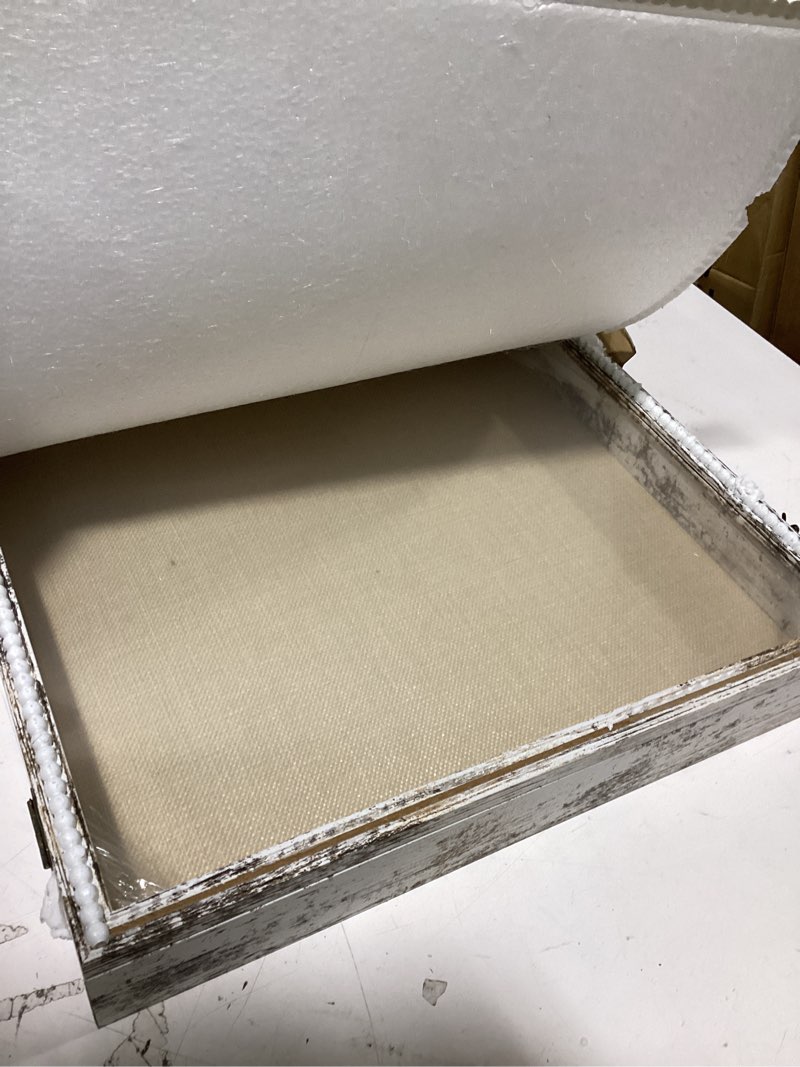 Condition photo showing New/Like New for 16x20 shadow box with door deep depth display case frame picture frame wedding bouquet memorabilia medals photos memory box-large shadow box frame with unique design beads white white 16*20