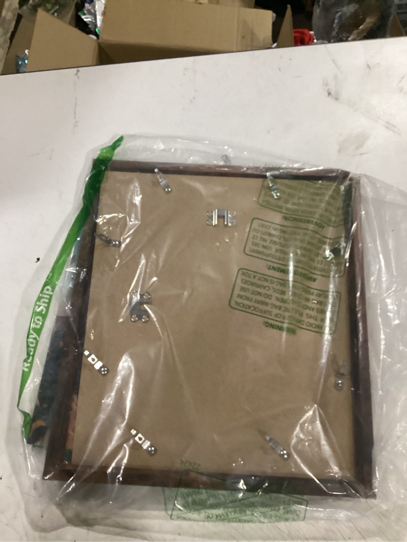 Condition photo showing As Is for 12x14 picture frame deep brown for wall hanging, wood 12 x 14 frame photo frame for wall horizontally or vertically, deep brown, 1 pack 1 12x14 inch