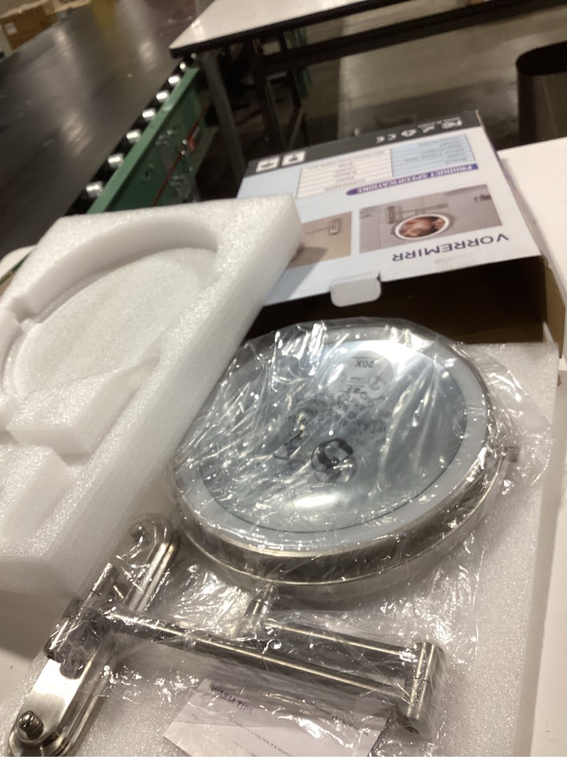 Condition photo showing Good Condition for wall mounted makeup mirror - 8.5in double sided makeup mirror with extended arm,1x/15x magnifying mirror for makeup or shaving - chrome, no lights