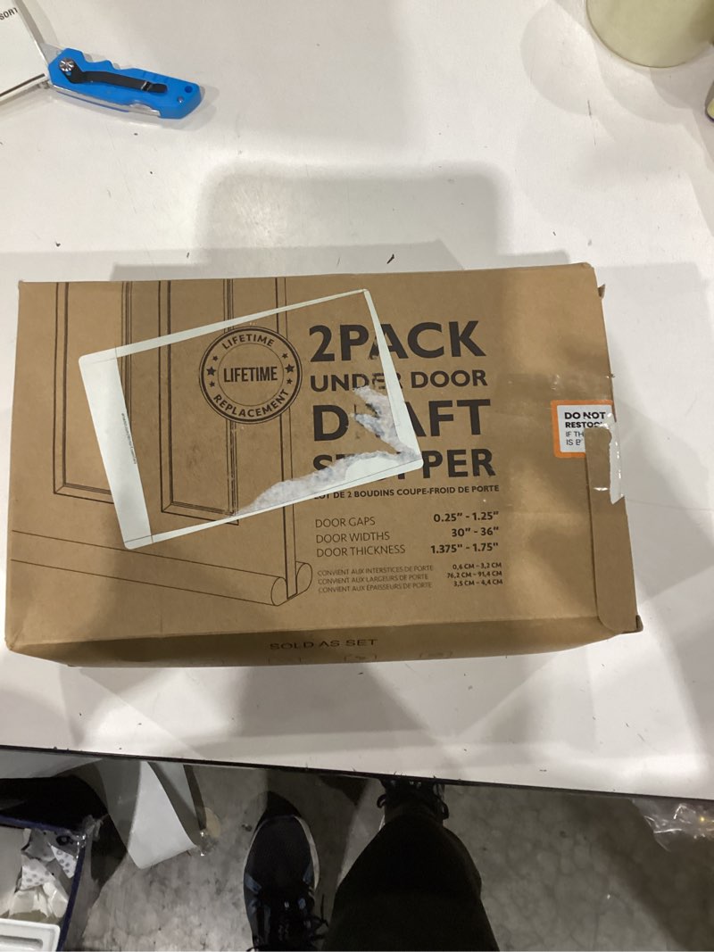 Condition photo showing As Is for Everlasting Comfort 2 Sided Under Door Draft Stopper for Bottom of Doors - Quick Install, Keeps Heat In & Cold Air Out - Sound Proofing Foam Strip Gap Filler, Noise Blocker for Interior -Fits 30"-36"W