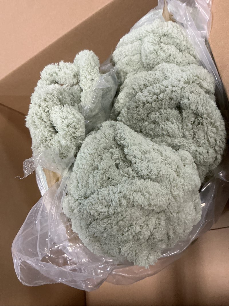 Condition photo showing As Is for 10 Pack Jumbo Chenille Yarn for Crocheting, #10 Super Bulky Baby Soft Yarn for Hand Knitting, 220 yds /70.5 oz Fluffy Chunky Knit Throw Blanket Yarn (Sage Green)