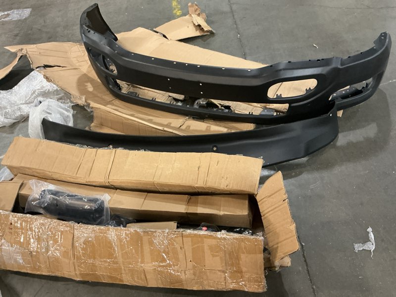 Condition photo showing As Is for bumpers that deliver - chrome, steel front bumper face bar upper cover lower deflector 3-pc kit