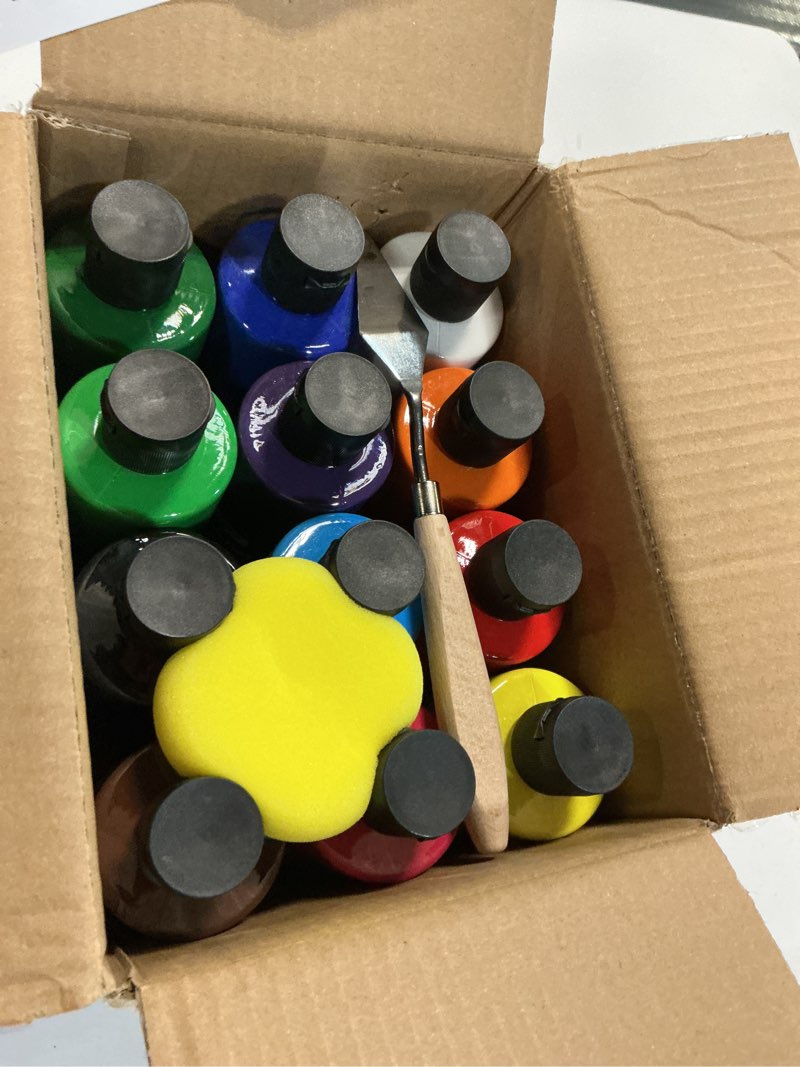 Condition photo showing New/Like New for nicpro 12 colors large bulk acrylic paint set (8.45 oz,250 ml) rich art painting supplies, non toxic for multi surface rock canvas wood ceramic leather fabric craft, for adult with color wheel 12 colors 8.45 fl oz (pack of 12)