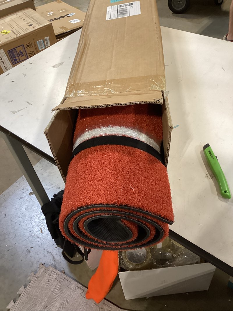 Condition photo showing Good Condition for softball pitching mat, 10' x 3' baseball hitting mat, anti-slip anti-fade pitch practice mat, softball pitching mound for outdoor/indoor red 3.9'x3'