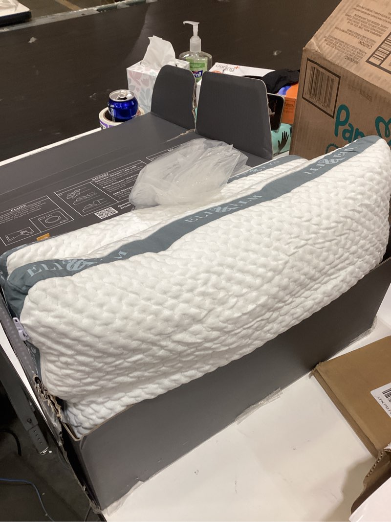 Condition photo showing Good Condition for eli & elm | ultimate side sleeper pillow with adjustable filler to get the perfect contour curved pillow for a neck pain relief sleep - removable latex and polyester filling- 17" x 29"