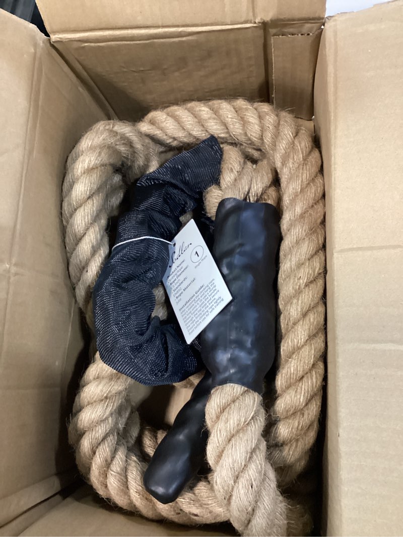Condition photo showing Good Condition for climbing rope gym workout - 10ft 15ft 20ft 25ft 30ft 35ft heavy duty jute thick ropes for adults strength training outdoor tree swing indoor home fitness exercise - 1.5 inch jute 10ft