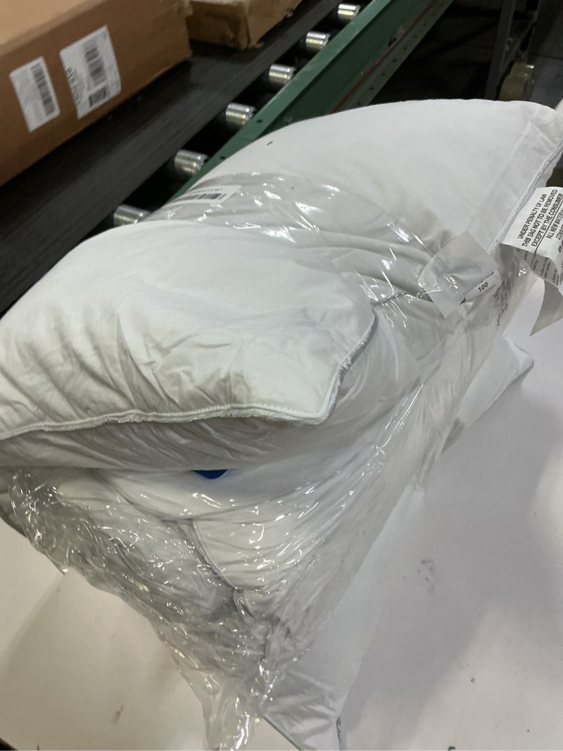 Condition photo showing Good Condition for Feather Pillows Queen Size Set of 2 - Goose Down Hotel Bed Pillow for Sleeping, Soft 600 Thread Count Cotton Cover, Fluffy Support Surround Fill Polyester for Side, Back, Stomach Sleepers Medium Queen Size Pack of 2