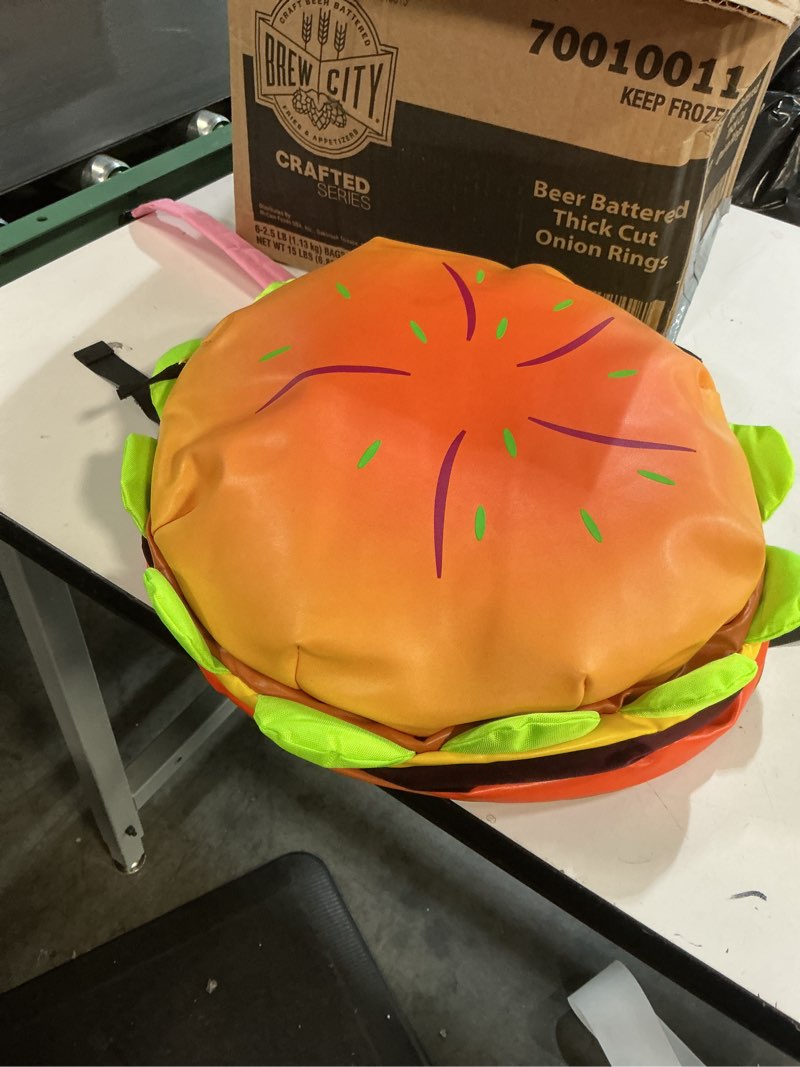 Condition photo showing Good Condition for hkufpq cheeseburger backpack multi-compartment, universe hamburger backpack burger backpack daypack