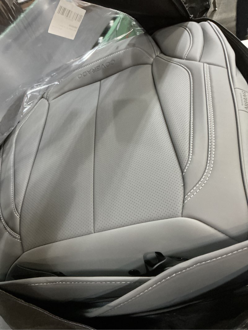 Condition photo showing Good Condition for Coverado Car Seat Covers Full Set, Seat Covers for Cars, Gray Car Seat Protector Waterproof, Nappa Leather Car Seat Cushion, Car Seat Covers Front Seats and Back Fit for Most Cars Gray FullSet