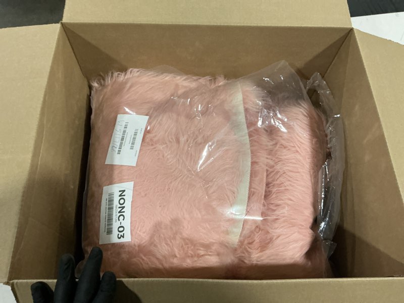 Condition photo showing As Is for goolela pink round rug 6ft circle fluffy fuzzy furry carpet for girls bedroom faux sheepskin fur plush soft washable 6' (round) light pink