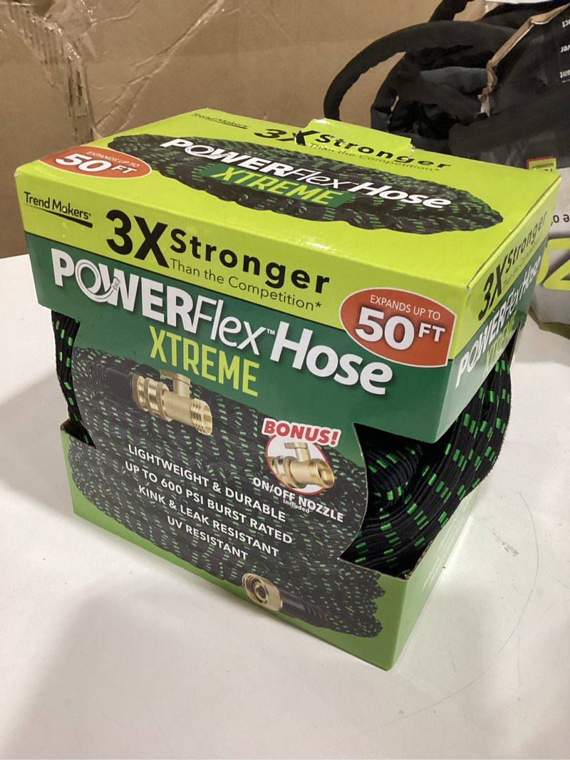 Condition photo showing As Is for flex-able hose flex-able xtreme hose 50ft - kink free, expandable, heavy duty, green garden hose
