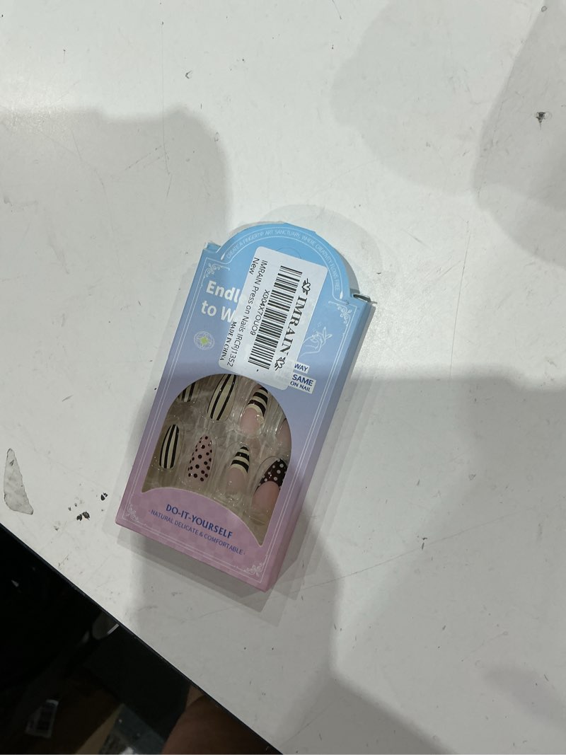 Condition photo showing New/Like New for imrain polka dot press on nails medium almond brown yellow fake nails glossy french tip false nails acrylic full cover cute stick on nails for women 24pcs x2-04yellow