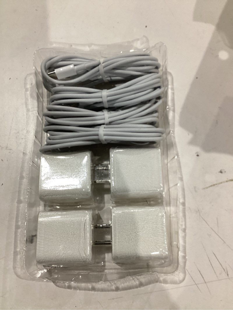 Condition photo showing Good Condition for iPhone Charger Fast Charging,20W PD USB C Wall Charger 4 Pack with 6FT Fast Charging Cable - Fast Charger for iPhone 14/14 Pro Max/13/13 Pro/12/12 Pro/11/11 Pro/XS, iPad White 6ft