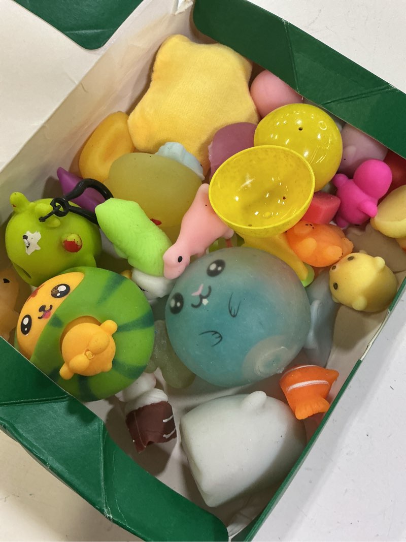 Condition photo showing As Is for 15pcs taba squishies kit, squishies fidget toys, including strawberry, cat paw, hamster toy, stress relief toys party favors for kids 4-8 8-12, sensory toys birthday easter gifts