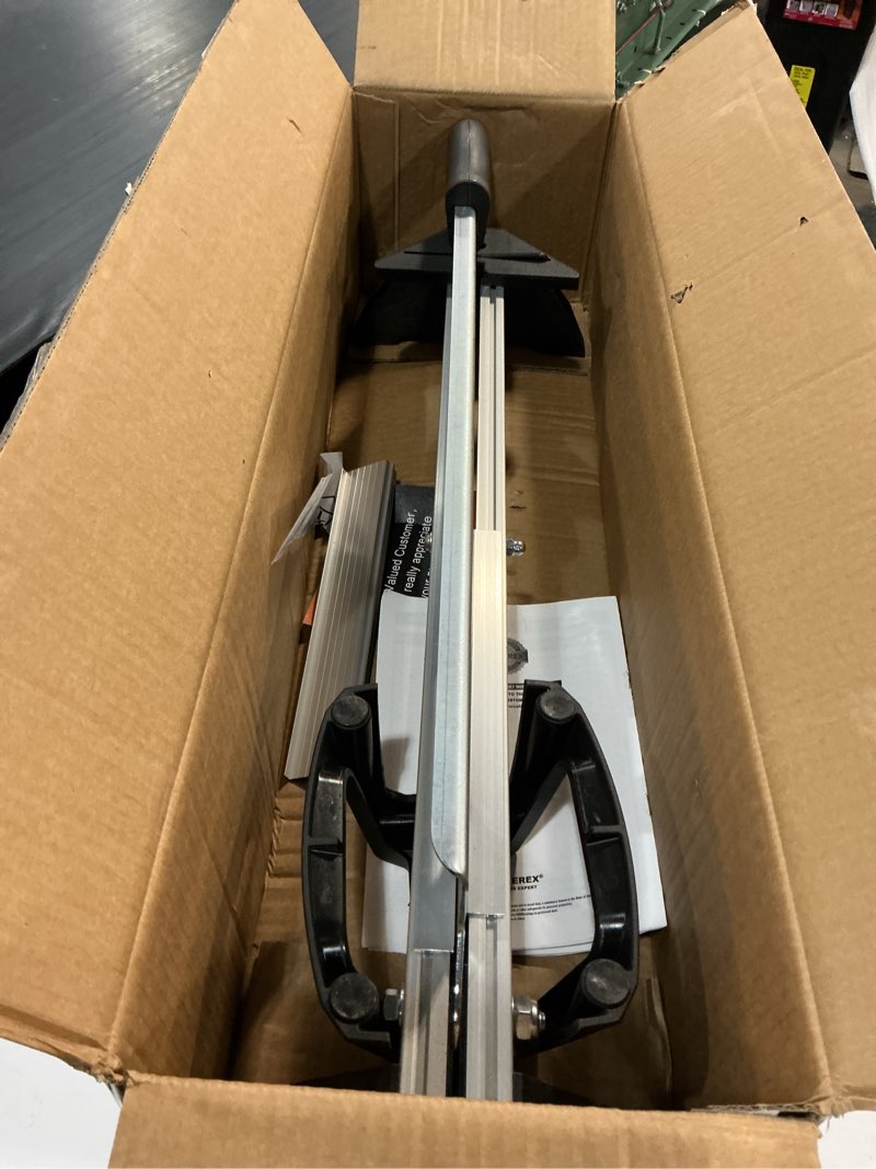 Condition photo showing As Is for laminate/vinyl floor cutter – angle & length cutting, laminate flooring cutter/flooring tools, cuts 2-5mm thickness rubber floor, laminate floor, lvp, vct, pvc at 8“ width, steel/alu.
