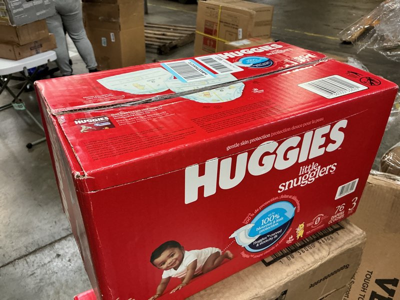 Condition photo showing New/Like New for Huggies Size 3 Diapers, Little Snugglers Baby Diapers, Size 3 (16-28 lbs), 76 Count, Packaging May Vary Size 3 76