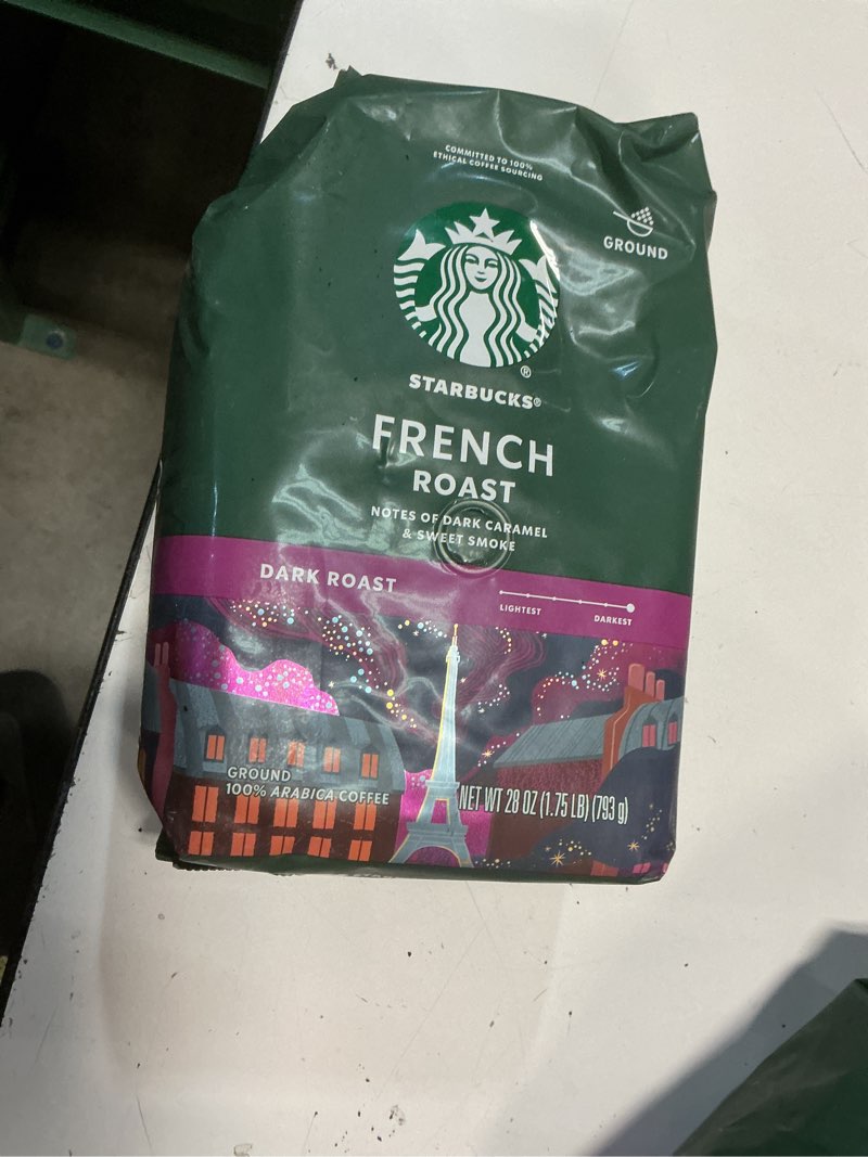 Condition photo showing Good Condition for ((Best 21/dic /2025))Starbucks Ground Coffee, Dark Roast Coffee, French Roast, 100% Arabica, 1 bag (28 oz) French Roast 28 Ounce (Pack of 1)