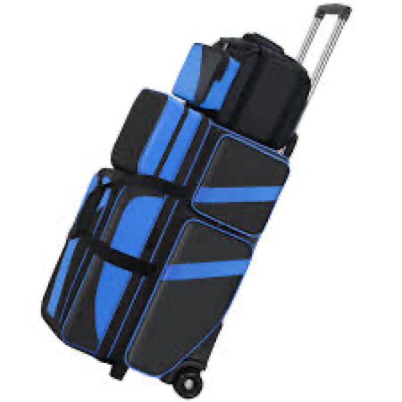 Aleemin 4 Ball Bowling Bag with Wheels, Bowling Bag 4 Ball Roller with Multi-pocket & Shoe Compartme