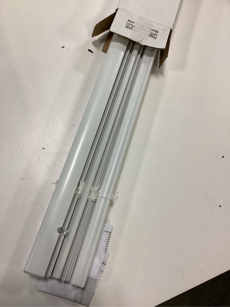 Condition photo showing Good Condition for project source light filtering 1-in slat width 27-in x 64-in cordless white vinyl light filtering mini-blinds