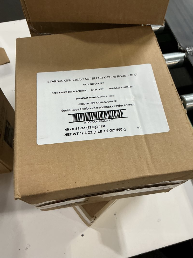 Condition photo showing New/Like New for (B.B.Y APR/14/2026)Starbucks K-Cup Coffee Pods, Medium Roast Hot or Iced Coffee, Breakfast Blend, 40 Keurig Pods Breakfast 40 Count (Pack of 1)