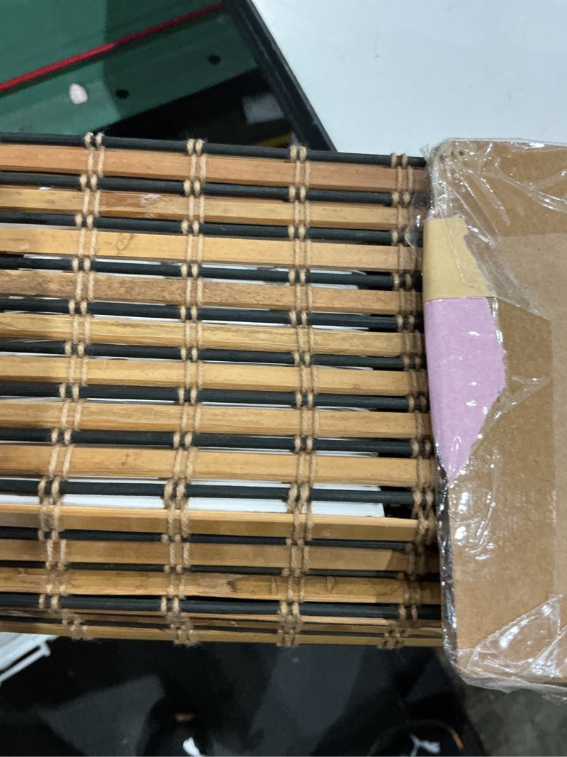 Condition photo showing Good Condition for lazblinds cordless bamboo roman shades for windows, light filtering natural bamboo blinds, easy lift cordless design for living room & bedroom, fits interior windows 25.5" w x 64" h, tatami tatami 25.5" w x 64" h