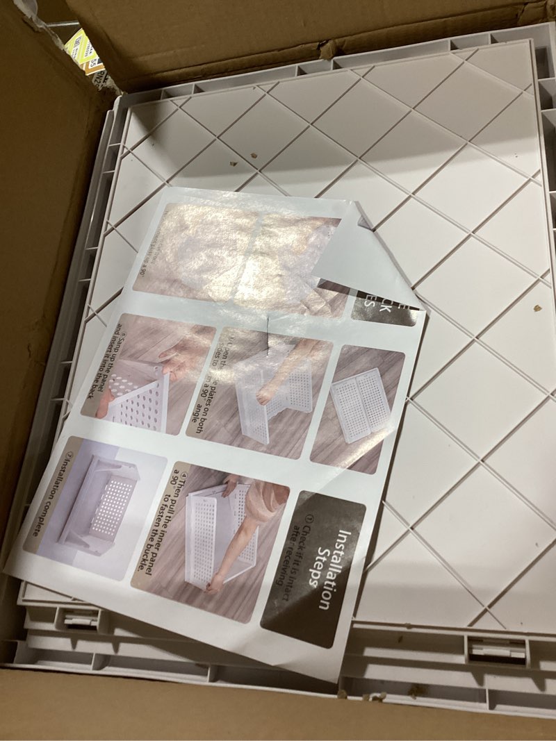 Condition photo showing Good Condition for SNSLXH 8 Pack Stackable Closet Storage Bins, Multifunctional & Foldable Closet Organizers and Storage for Bathroom Kitchen Laundry Room Drawer Shelf Storage, Space-Saving Wardrobe Organizer, White White 8 Pack