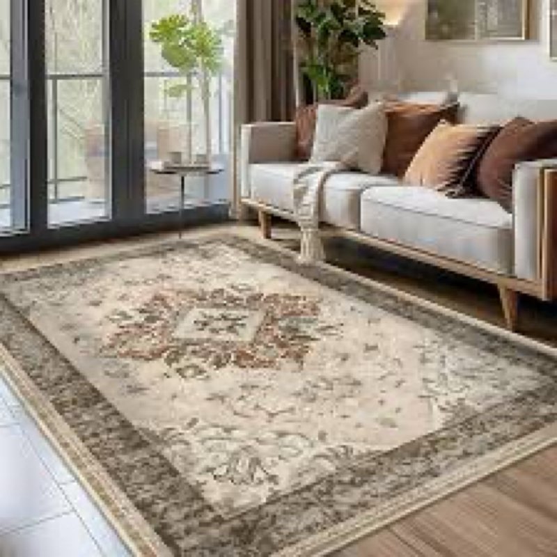 Engiw-6x9 Area Rugs for Bedroom Rug Living Room Rug Carpet Machine Washable Dining Room Rugs Neutral