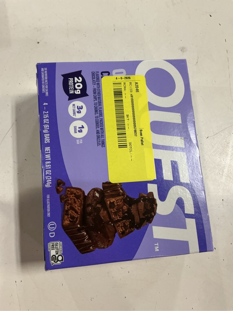 Condition photo showing New/Like New for (best by 06/16/26)quest nutrition overload protein bars, chocolate explosion, 20g protein, 1g sugar, 3g net carbs, glu