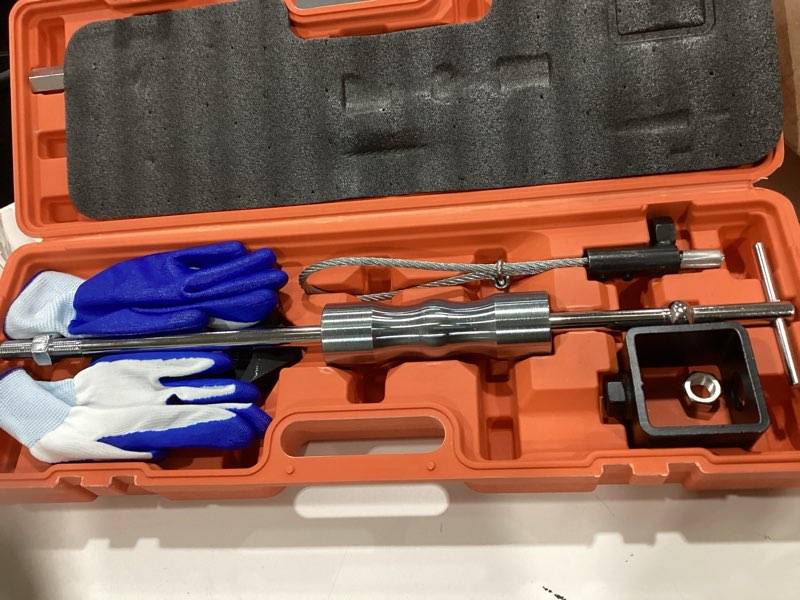 Condition photo showing Good Condition for inner cv axle puller tool with slide hammer, 63mm and 48mm cv joint fork adapters, front wheel drive axle puller attachment cv axle removal tool (8pcs set with carrying box)