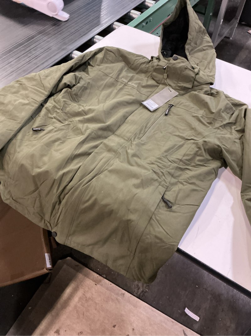 Condition photo showing Good Condition for FREE SOLDIER Men's Waterproof Ski Jacket Fleece Lined Warm Winter Snow Coat with Hood Fully Taped Seams Medium Army Green