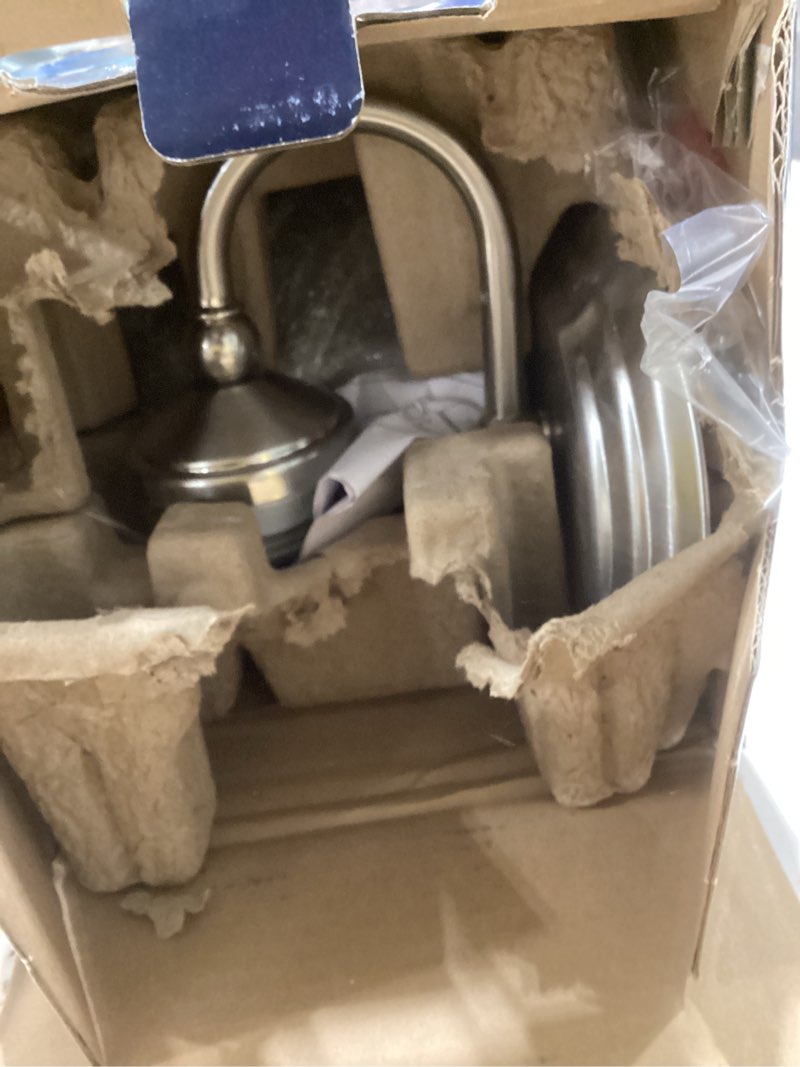 Condition photo showing As Is for 70+ bought last week project source shaker park ii 24-in 3 light brushed nickel traditional bathroom vanity light bar