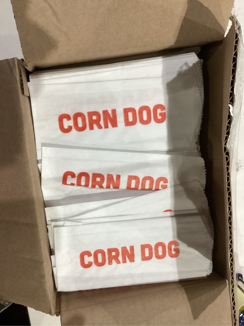 Condition photo showing Good Condition for Bits N Things Paper Corn Dog Bags | Party Event Carnival Fair | Classic Red & White Design | 3" x 3/4" x 7" - Pack of 1000, One Size