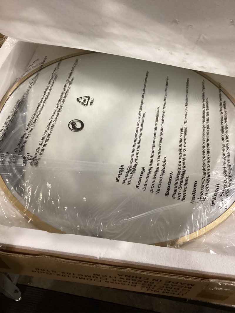 Condition photo showing Good Condition for chende 39" x 39" gold decorative wall mirror, large round mirror with metal leaves, gold frame for living room, entrance, dining room, bedroom gold 39"l x 39"w