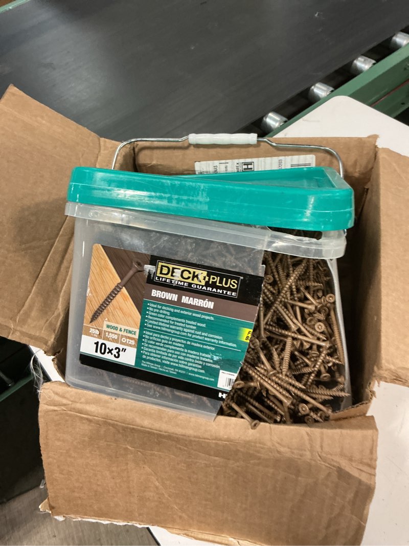 Condition photo showing Good Condition for deck plus wood screws brown exterior screws bundle (3" x #10, 5lb) and (1-5/8" x #10, 5lb)