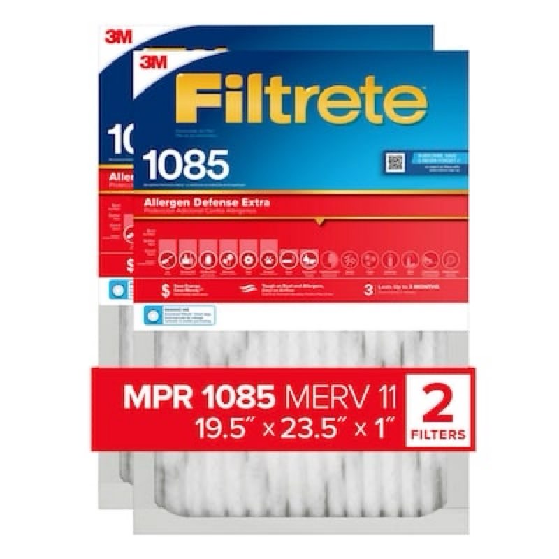 filtrete 19.5 x 23.5 x 1 merv 11 1085 mpr allergen defense extra electrostatic pleated air filter 2 