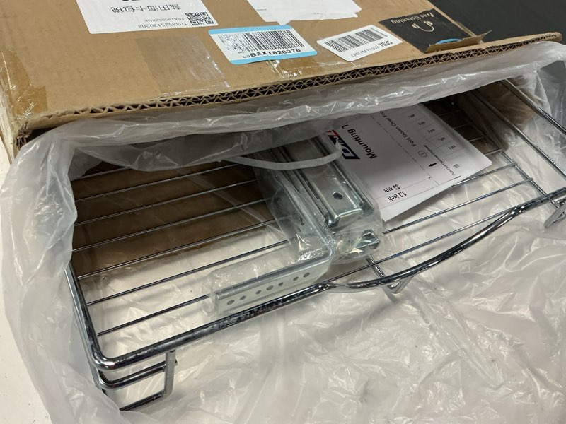 Condition photo showing Good Condition for DINDON 1 Tier Pull Out Cabinet Organizer (17" W x 21" D) Heavy-Duty Metal Sliding Drawer Shelf, Slide Out Wire Basket for Kitchen Cabinets, Pantry, Bathroom, Chrome Finish… 17'' W X 21'' D Chrome