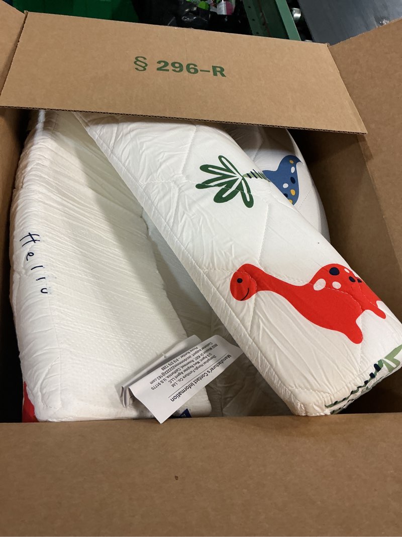 Condition photo showing Good Condition for 2-pack premium foam bed bumpers for toddler, non-slip bed rails for toddlers for twin, queen, king beds, machine washable bumpers cover for easy care?size?52" x 7" x 5"? fun dinosaur 2
