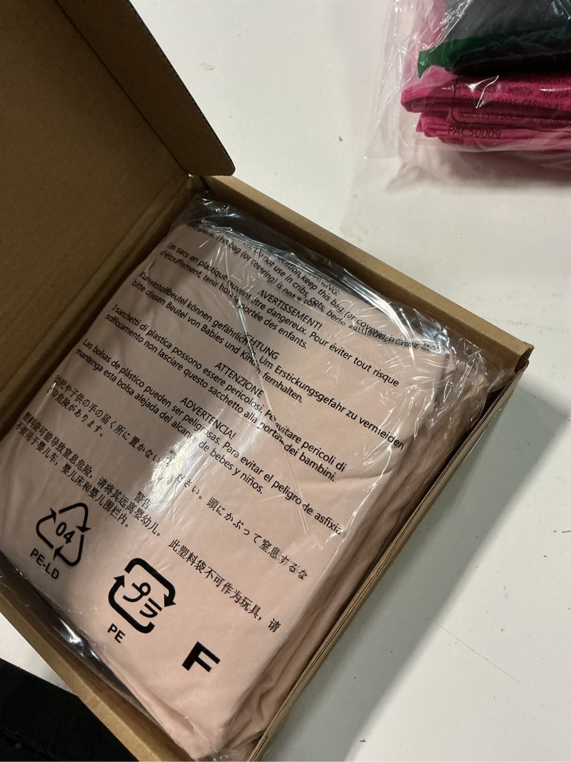 Condition photo showing New/Like New for Amazon Basics Lightweight, Breathable, Wrinkle Resistant Microfiber 4-Piece Bed Sheet Set with 14-Inch Deep Pockets, Full, Blush Pink, Solid Blush Pink Full
