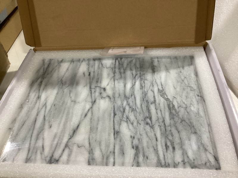 Condition photo showing As Is for jemarble pastry board 12x16 inch with non-slip rubber feets for stability perfect for keep the dough cool and chocolate tempering(premium quality) white 16"l x 12"w